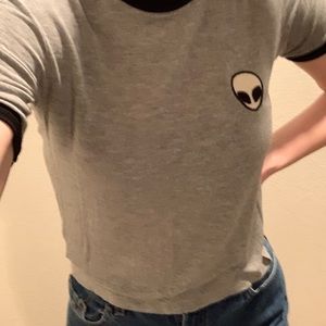 Alien cropped ringer tee